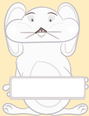 Preciosa coneja belier con letrero