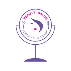 Beautiful woman face, vector logo template for hair salon, beauty salon, cosmetic procedures, spa center.