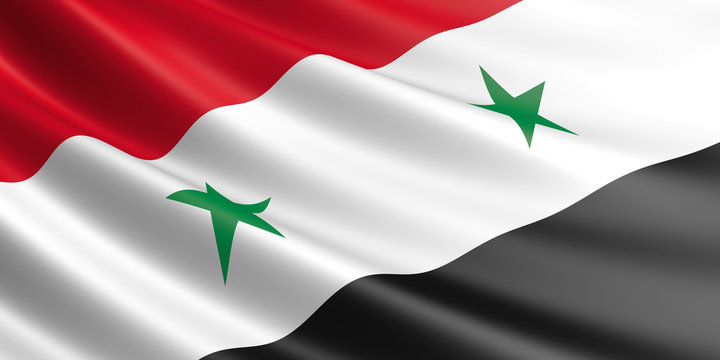 Flag of Syria waving in the wind.