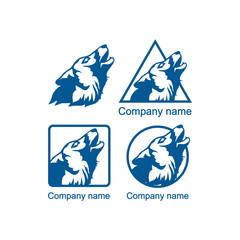 Fototapeta na wymiar Set of logos with a wolf head