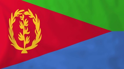 Flag of Eritrea, slow motion waving. Rendered using official design and colors.