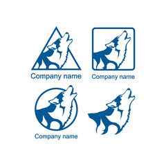 Naklejka premium Set of logos with a wolf head