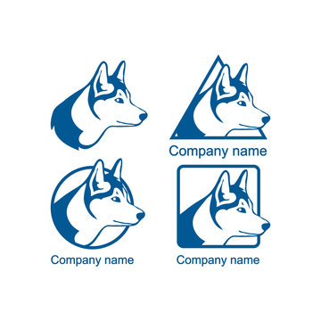 Set of logos with a wolf head