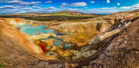 Meubelstickers Panorama of volcanic mountain full of colorful minerals in Iceland © shaiith