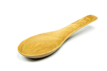 wooden spoon on white background