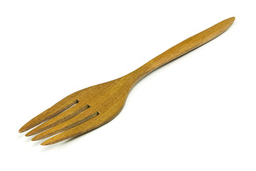 wooden fork on white background