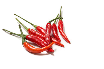 red chili or chilli cayenne pepper isolated on white background cutout