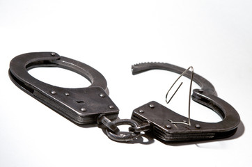 Handcuffs / Cuffs which can be opened with a paper clip
