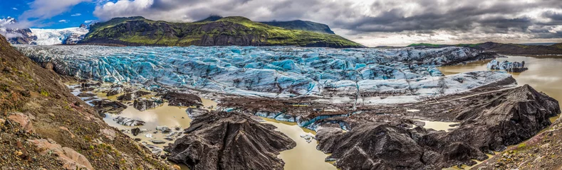 Crédence de cuisine en verre imprimé Glaciers Panorama de l& 39 immense glacier et des montagnes du Vatnajokull en Islande
