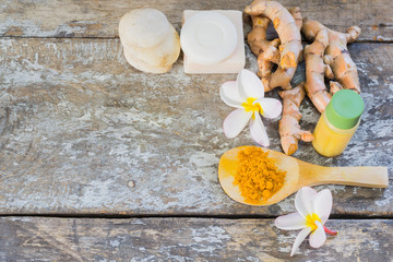 Close up view of spa theme objects on grey background.