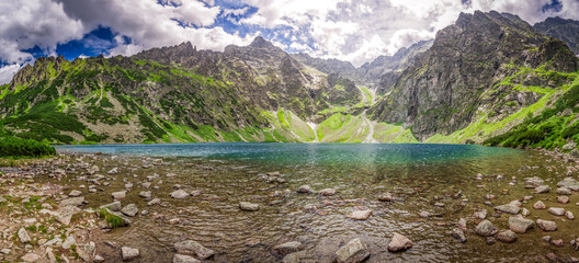 Panorama of wonderful lake in the Tatra mountains at summer © shaiith