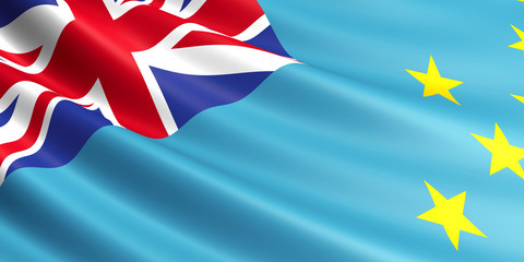Flag of Tuvalu waving in the wind.