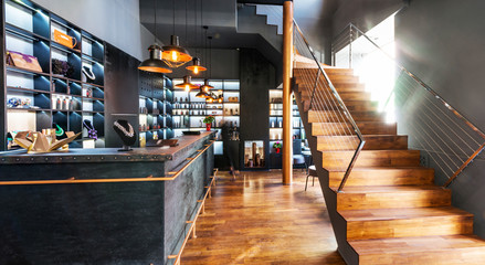 Beautiful modern loft, staircase 