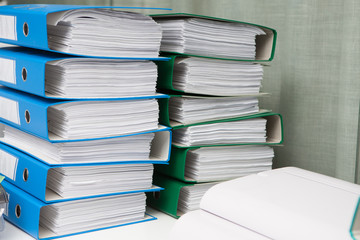 Close up stack of paper on the office desk