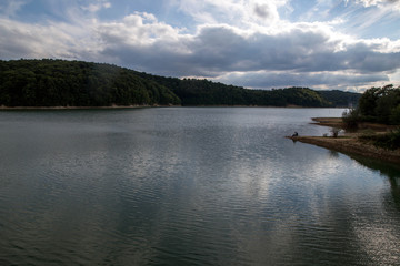 Beautiful gorge in Serbia with river meandering through mountain