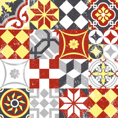 Vintage patchwork seamless pattern mosaic tile