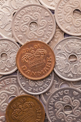 Different coins of Danish money