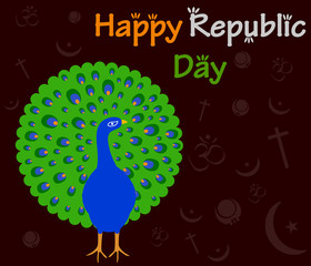 Happy Republic Day of India with peacock