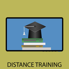 Distance training icon flat design