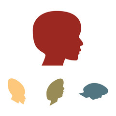 Human head silhouette  set. Isometric effect