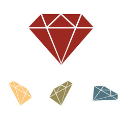 Diamond icon - Vector illustration  set. Isometric effect