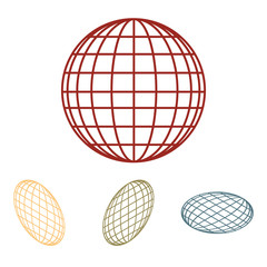 Earth Globe - Vector icon  set. Isometric effect