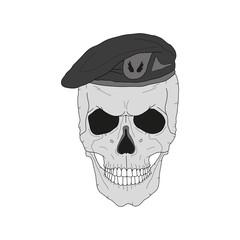 Skull in a black beret
