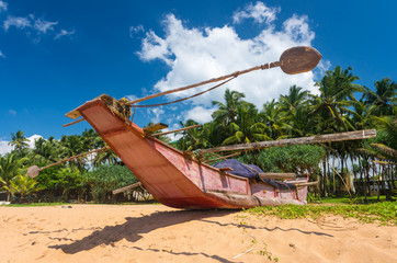 Fototapeta premium Boat on the beach. Sri-Lanka
