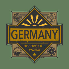 Vintage emblem with text Germany, Discover the World