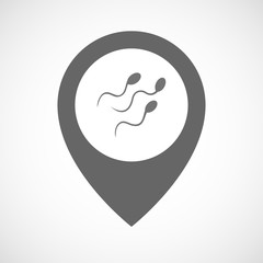 Isolated map marker with sperm cells