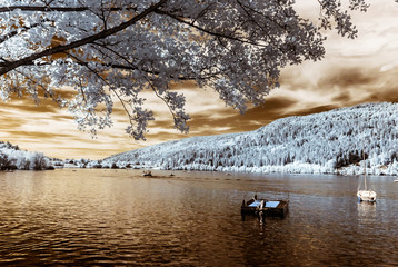 Beautiful summer lake in french mountains