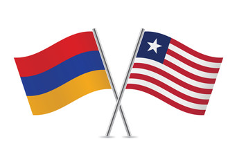 Armenian and Liberian flags. Vector illustration.