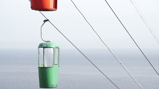 ropeway on the sea background