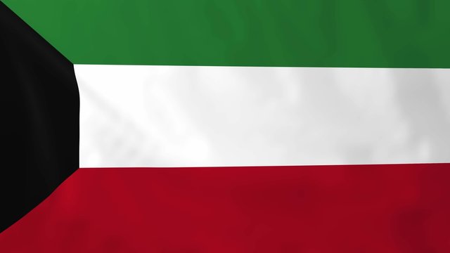 Flag of Kuwait, slow motion waving. Rendered using official design and colors.