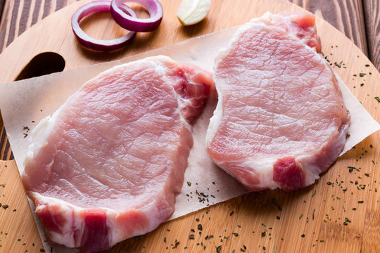 raw meat with spices close-up