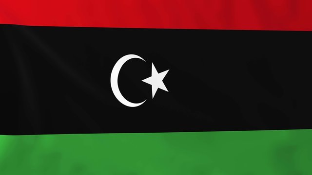 Flag of Libya, slow motion waving. Rendered using official design and colors.