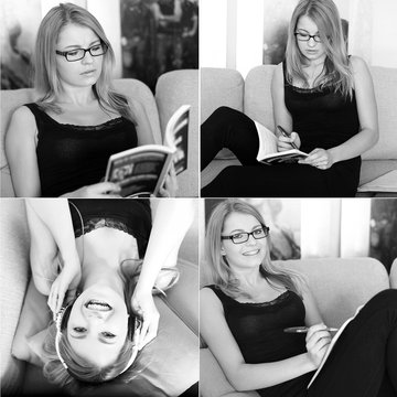junge Sch&uuml;lerin mit B&uuml;cher