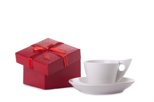 gift and coffee cup isolatad