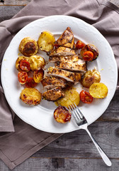 Roasted chicken breast with vegetables