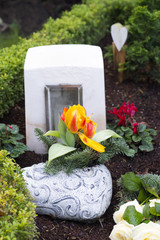 Tulpe , Herz und Grablampe