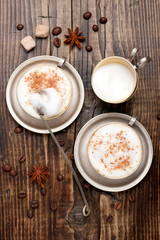 Coffee cappuccino. Top view