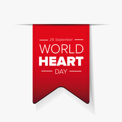 World Heart Day vector ribbon