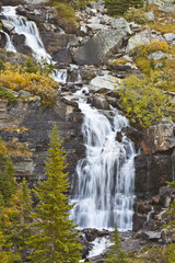 freshwater spring flowing in mountain landscape