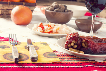 Traditional Bulgarian Christmas Eve Table Setup