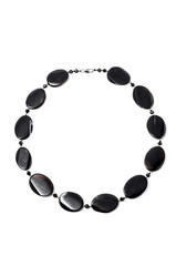 black necklace with stones on a white background