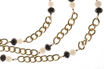 Chains with stones on a white background