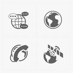 Earth vector icons set on white background.