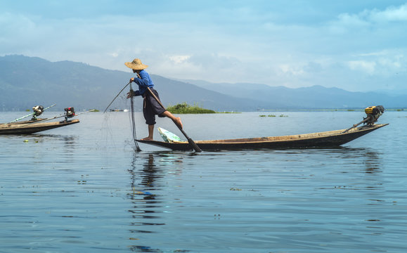 Pescador en el lago Inle