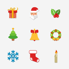 Fototapeta na wymiar Christmas bright icons collection - vector illustration.