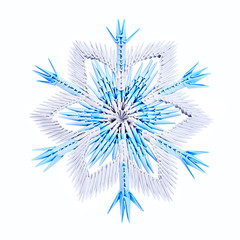 Origami blue ice snowflakes